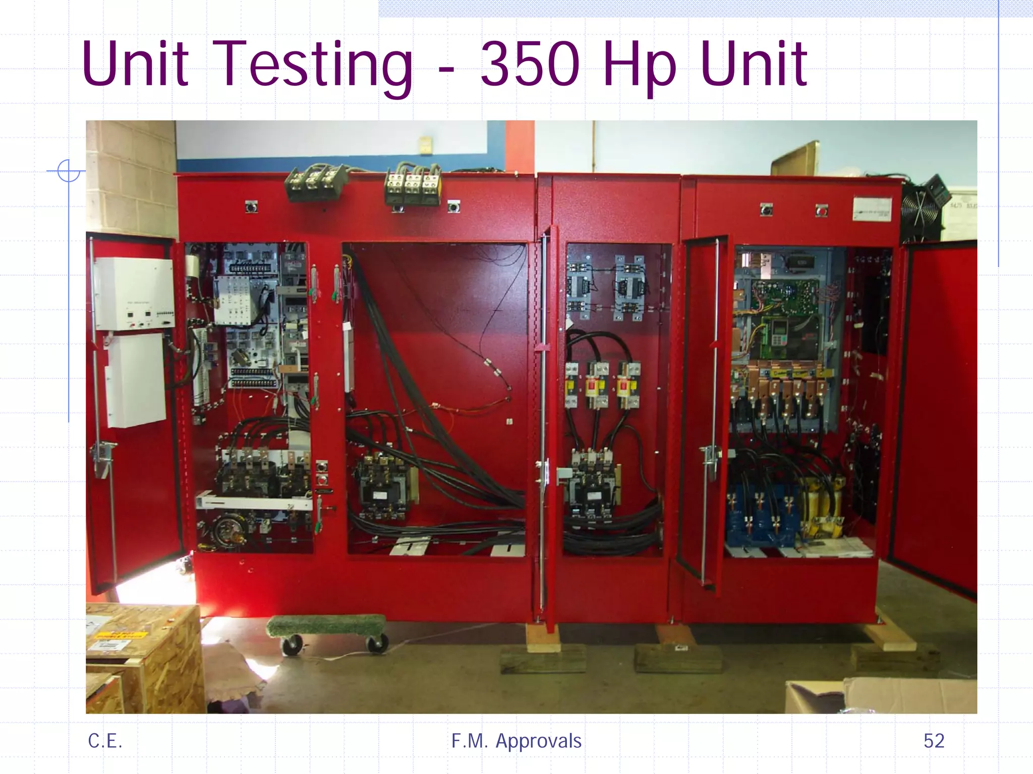 C.E. F.M. Approvals 52
Unit Testing - 350 Hp Unit
 