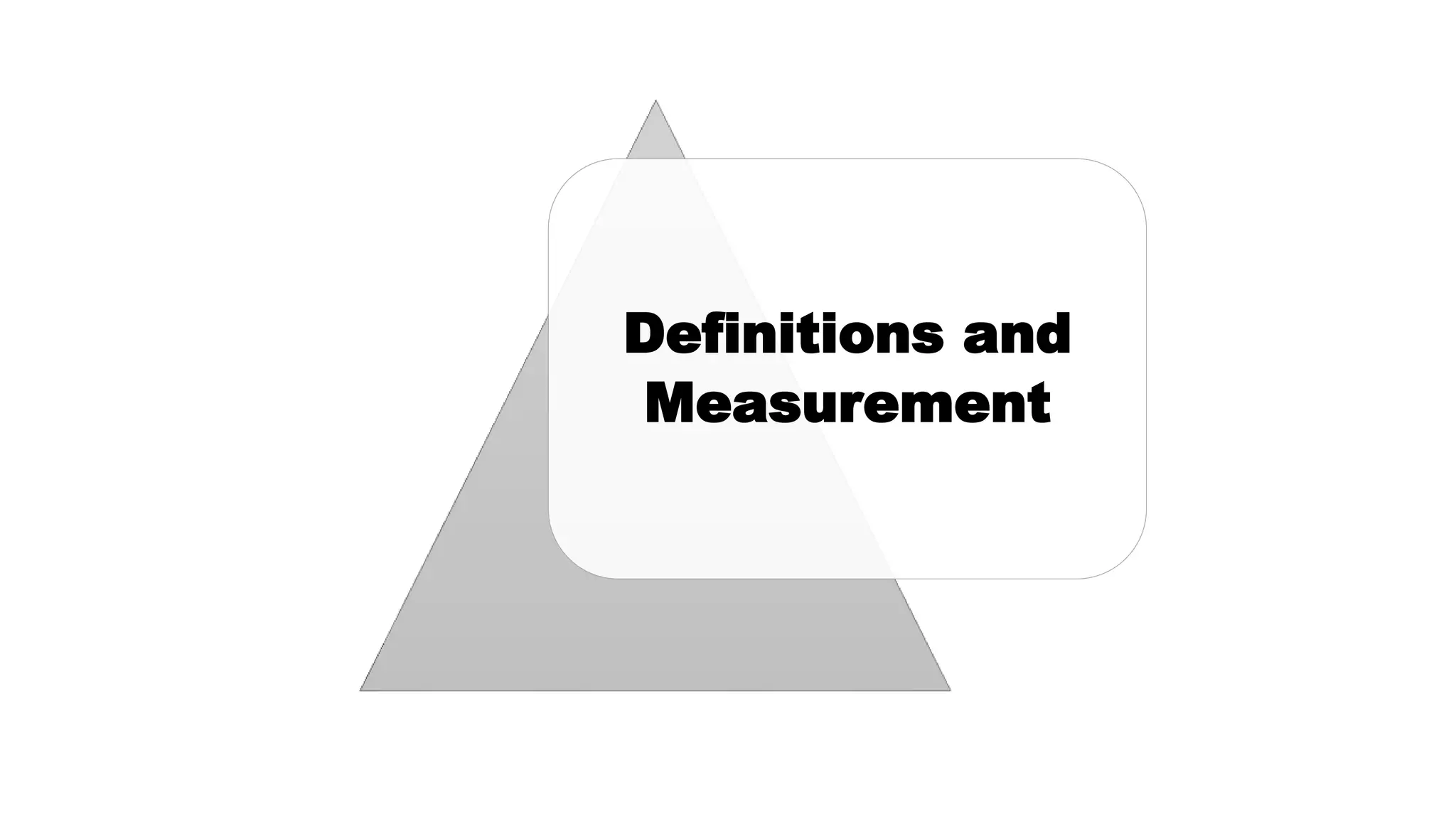 Definitions and
Measurement
 