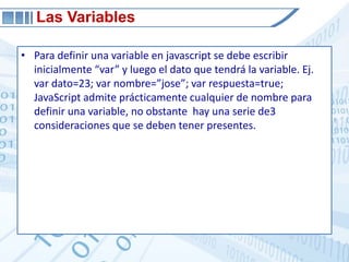 Variables, tipos de datos, operadores | PPTX