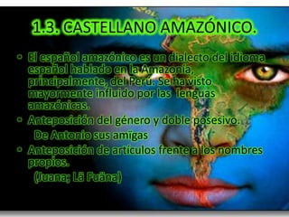 II. VARIACIÓN SOCIAL.Los grupos sociales utilizan variedades de lengua distintas: la clase social, el nivel de educación, el sexo, el grupo étnico... son factores que influyen en el modo de hablar de una persona. Las fronteras de estas variables sociales no suelen coincidir con las de los dialectos geográficos y conforman más bien “dialectos sociales”, los sociolectos, que dividen a los hablantes en componentes de población dispersos por toda la geografía de una o más variedades lingüísticas.III. VARIACIÓN HISTÓRICAEn el norte de España, los cristianos hacen frente a los árabes en pequeños grupos. Su lengua va evolucionando con el paso de los siglos para dejar de ser el latín y formar una lengua nueva: el castellano.