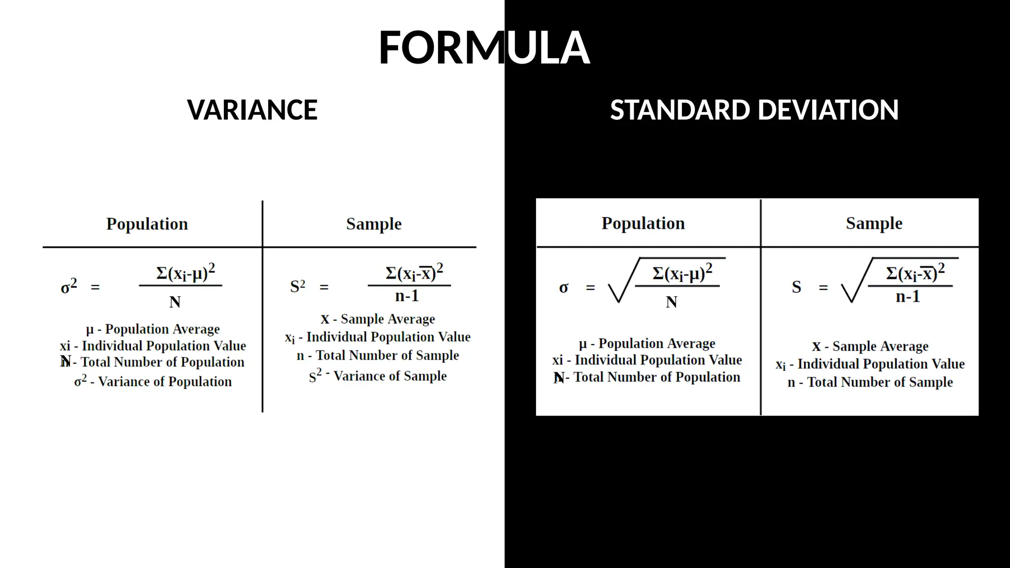VARIANCE AND STANDARD DEVIATION Statistics | PPT