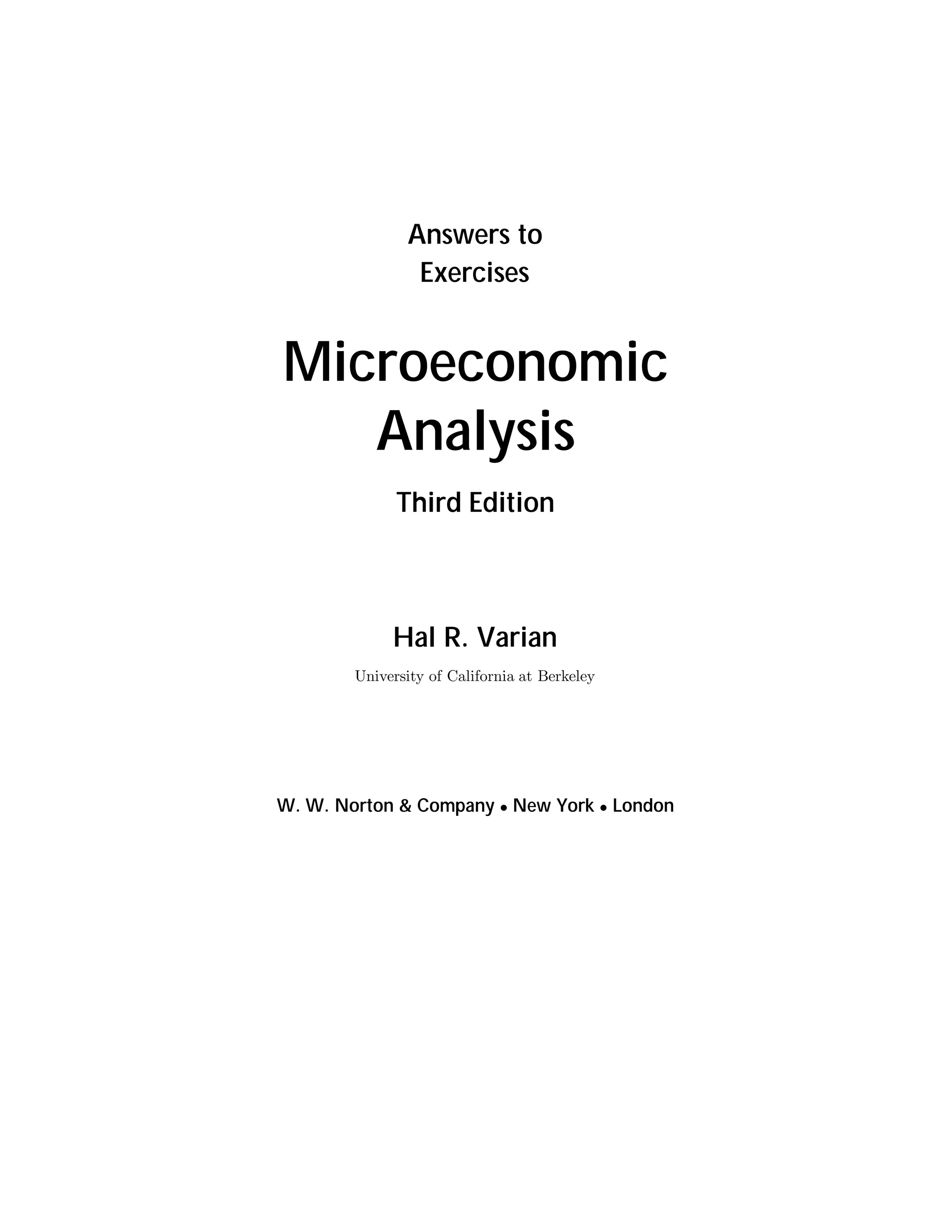 Varian, microeconomic analysis, solution book | PDF