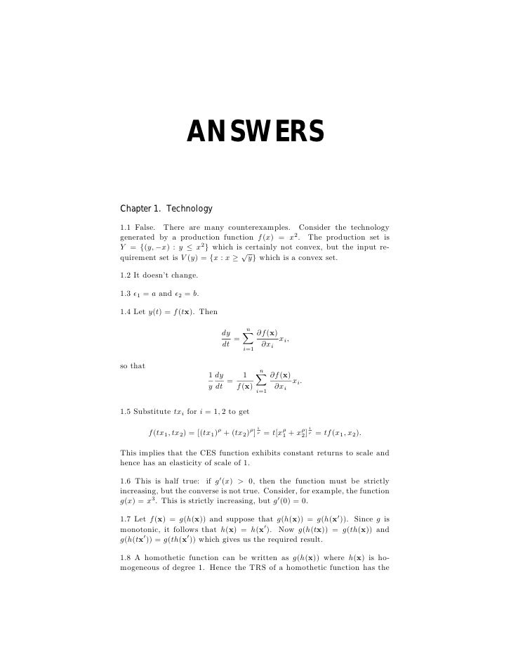 Varian Microeconomic Analysis Solution Book
