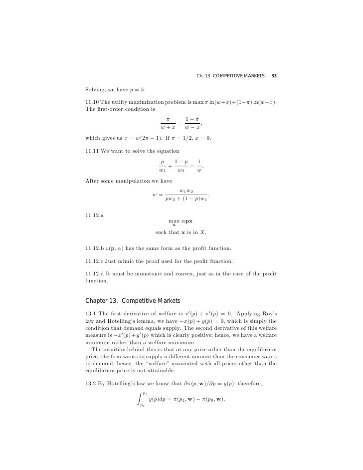 Varian, microeconomic analysis, solution book