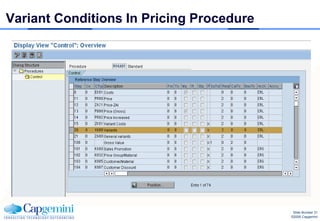 Variant Conditions In Pricing Procedure




                                           Slide Number 31
                                          ©2008 Capgemini
 