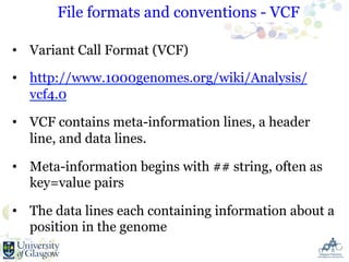 Variant Call Format Examples Variant (SNP) calling - an introduction (with a worked example, using ...