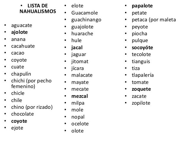 Variantes lexicas en méxico