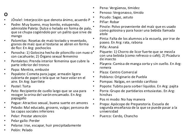 Variantes lexicas en méxico