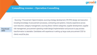 Consulting resume – Operation Consulting
Functional
skills
 