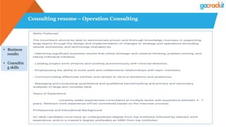 Consulting resume – Operation Consulting
•  Business
results
•  Consultin
g skills
 