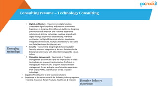 Consulting resume – Technology Consulting
Emerging
technology
Domain+ Industry
experience
 