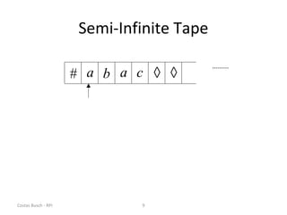 Costas Busch - RPI 9
Semi-Infinite Tape
.........
# a b a c ◊ ◊
 