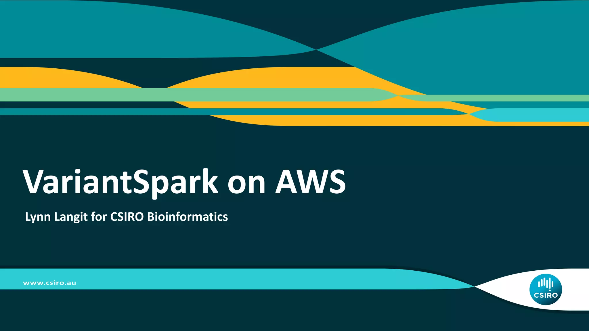 Lynn Langit for CSIRO Bioinformatics
VariantSpark on AWS
 