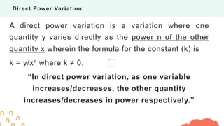 Different Types of Variations in Mathematics | PPTX