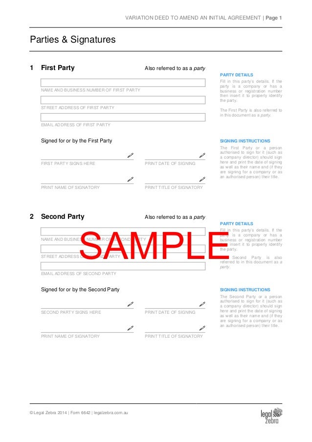 Deed of variation property Deed of variation property