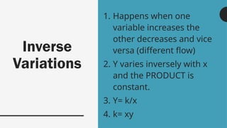Variations and Its Types: Direct, Inverse, Joint and Combined | PPTX