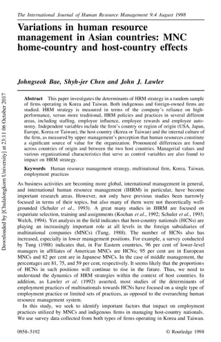 Variations in human resource management in asian countries mnc home ...