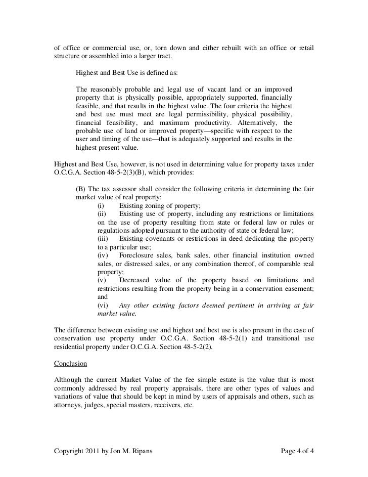 Variations In Real Property Values By Jon M. Ripans 2011 04 11