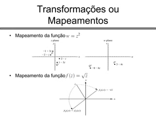 Transformações ou Mapeamentos 
•Mapeamento da função 
•Mapeamento da função  