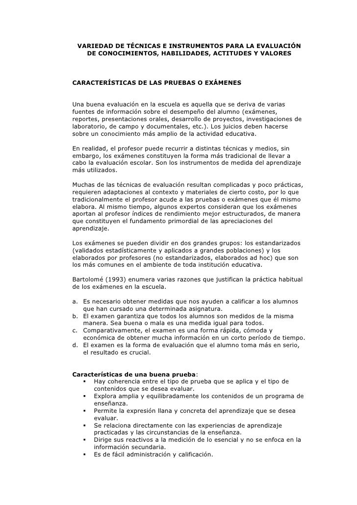 Variedad de técnicas e instrumentos para la evaluación de 