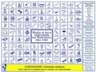 CURIOSIDADE!! Variedade diatópica
Este material foi divulgado pelo mc donald’s em suas bandejas
 