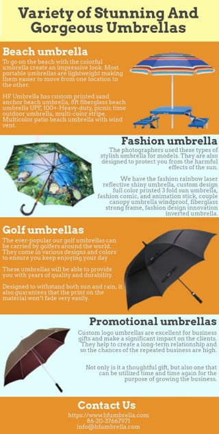Variety of stunning and gorgeous umbrellas