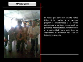 Se elaboran contratos y hojas de vida a las personas vinculadas a la JAC. FEBRERO 2009 Se inician actividades con el grupo de la tercera edad, y se hace convenio con el IDR, promotora de recreación, y se hace acuerdo para incluir el grupo en actividades recreativas.