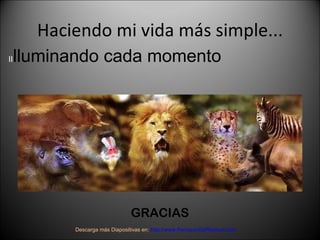 Haciendo mi vida más simple... II lluminando cada momento GRACIAS Descarga más Diapositivas en:  http://www.RenuevoDePlenitud.com 