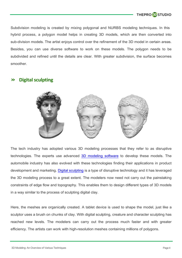 Overview on Various Types of 3D Modeling Techniques | PDF