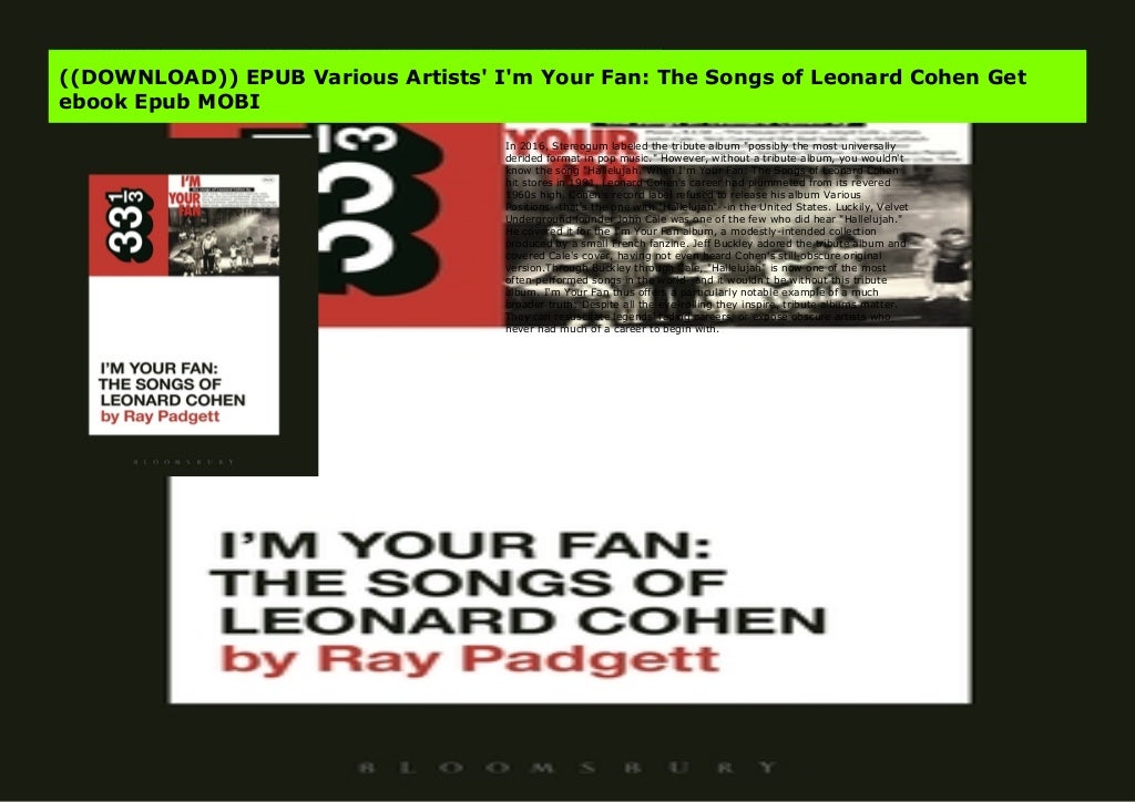 ((DOWNLOAD)) EPUB Various Artists' I'm Your Fan: The Songs of Leonard ...