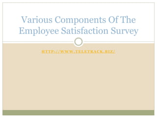 Various Components Of The
Employee Satisfaction Survey

     HTTP://WWW.TELETRACK.BIZ/
 
