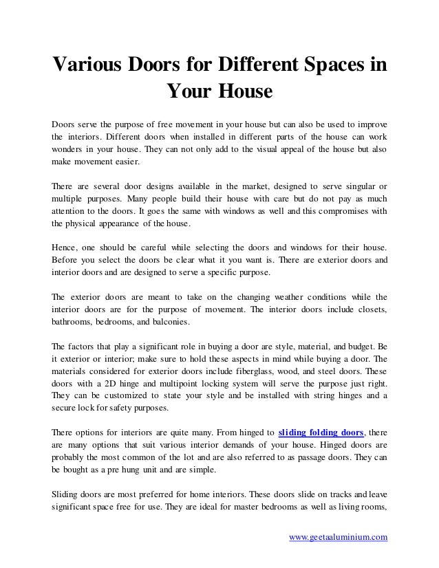 Various Doors For Different Spaces In Your House