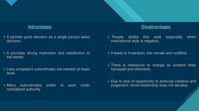 Various Leadership Styles With Advantages and Disadvantages Of Each ...