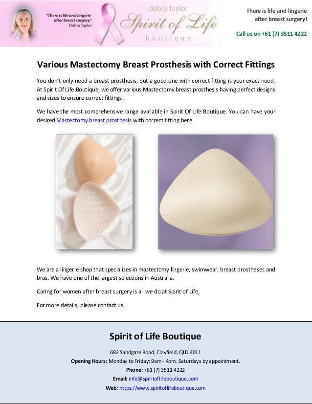 Various Mastectomy Breast Prosthesis with Correct Fittings