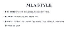 Mlm Reference Style VARIOUS REFERENCE STYLES IN RESEARCH.pptx