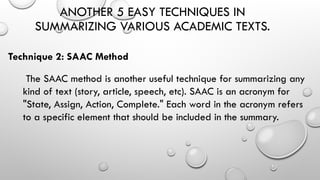 Saac Method Format Reference Various Techniques in Summarizing the Academic Text.pptx