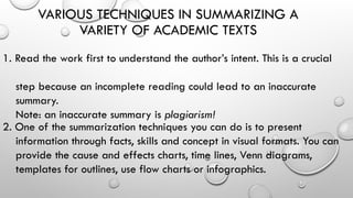 Various Techniques in Summarizing the Academic Text.pptx