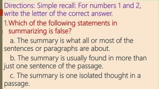 VARIOUS TECHNIQUES IN SUMMARIZING A VARIETY OF ACADEMIC.pptx