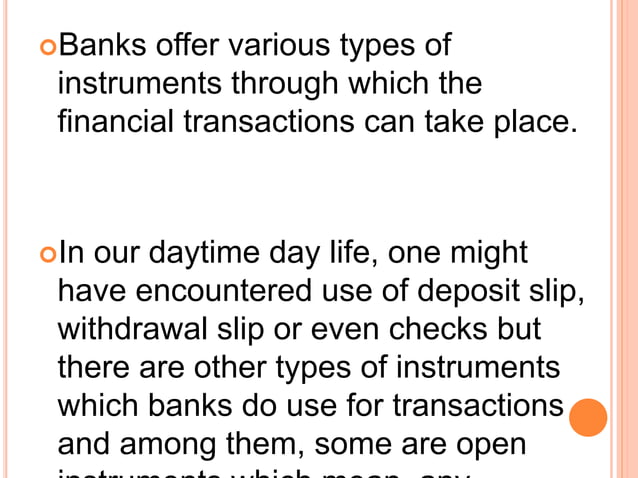 Various Types of Banking Instruments | PPT