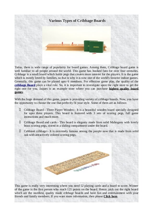 Various types of cribbage boards