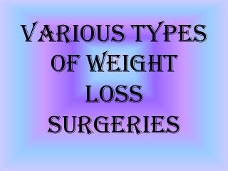 Various Types
of Weight
Loss
surgeries

 
