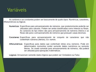 Variáveis
 