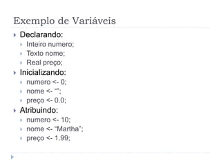 Variáveis, constantes e tipos de dados | PPTX