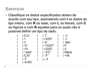 Variáveis, constantes e tipos de dados | PPTX