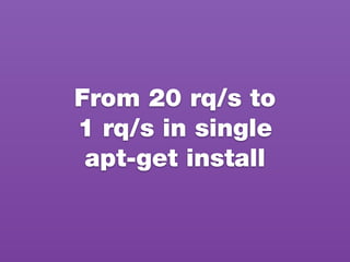 From 20 rq/s to
1 rq/s in single
apt-get install
 
