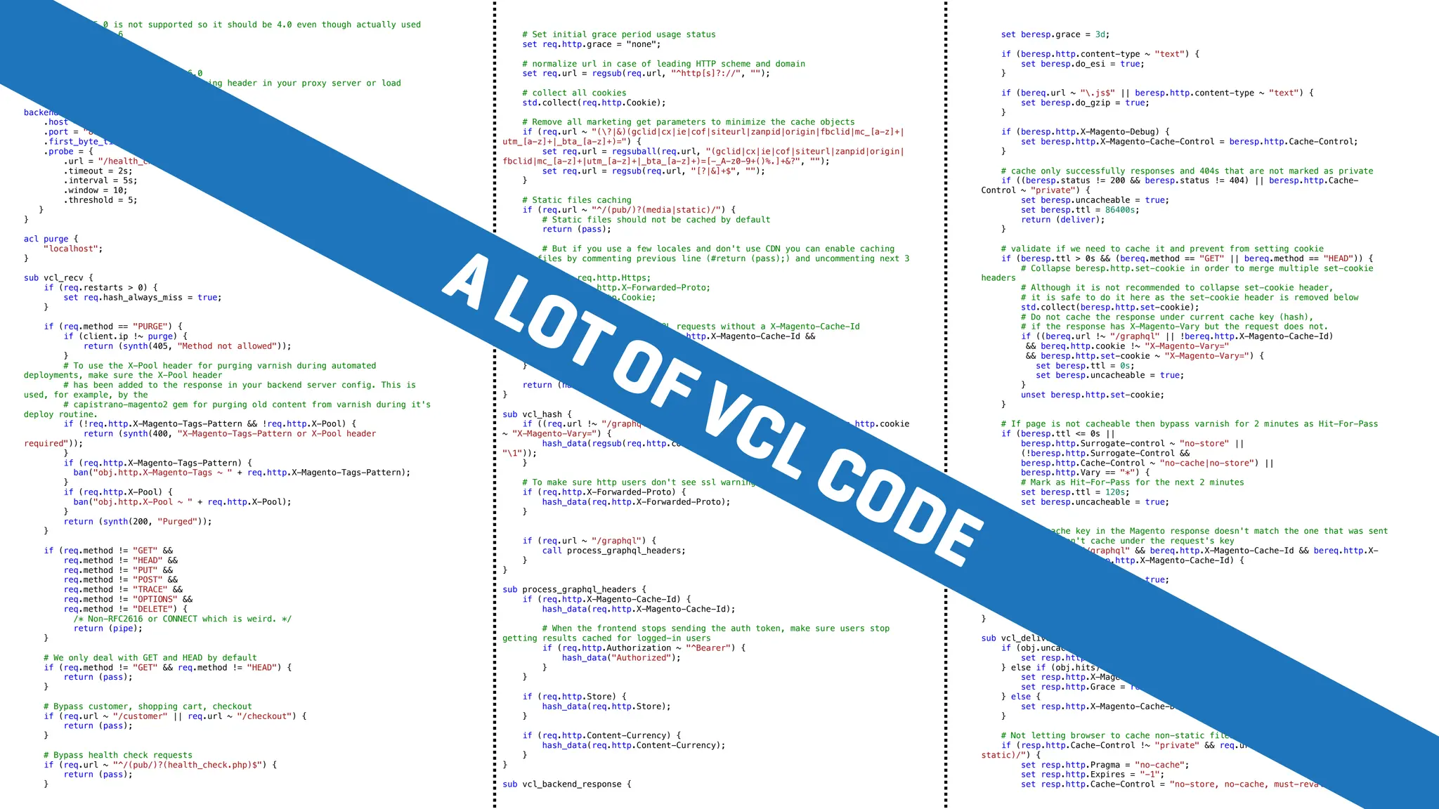 # VCL version 5.0 is not supported so it should be 4.0 even though actually used
Varnish version is 6
vcl 4.0;
import std;
# The minimal Varnish version is 6.0
# For SSL offloading, pass the following header in your proxy server or load
balancer: 'X-Forwarded-Proto: https'
backend default {
.host = "localhost";
.port = "8080";
.first_byte_timeout = 600s;
.probe = {
.url = "/health_check.php";
.timeout = 2s;
.interval = 5s;
.window = 10;
.threshold = 5;
}
}
acl purge {
"localhost";
}
sub vcl_recv {
if (req.restarts > 0) {
set req.hash_always_miss = true;
}
if (req.method == "PURGE") {
if (client.ip !~ purge) {
return (synth(405, "Method not allowed"));
}
# To use the X-Pool header for purging varnish during automated
deployments, make sure the X-Pool header
# has been added to the response in your backend server config. This is
used, for example, by the
# capistrano-magento2 gem for purging old content from varnish during it's
deploy routine.
if (!req.http.X-Magento-Tags-Pattern && !req.http.X-Pool) {
return (synth(400, "X-Magento-Tags-Pattern or X-Pool header
required"));
}
if (req.http.X-Magento-Tags-Pattern) {
ban("obj.http.X-Magento-Tags ~ " + req.http.X-Magento-Tags-Pattern);
}
if (req.http.X-Pool) {
ban("obj.http.X-Pool ~ " + req.http.X-Pool);
}
return (synth(200, "Purged"));
}
if (req.method != "GET" &&
req.method != "HEAD" &&
req.method != "PUT" &&
req.method != "POST" &&
req.method != "TRACE" &&
req.method != "OPTIONS" &&
req.method != "DELETE") {
/* Non-RFC2616 or CONNECT which is weird. */
return (pipe);
}
# We only deal with GET and HEAD by default
if (req.method != "GET" && req.method != "HEAD") {
return (pass);
}
# Bypass customer, shopping cart, checkout
if (req.url ~ "/customer" || req.url ~ "/checkout") {
return (pass);
}
# Bypass health check requests
if (req.url ~ "^/(pub/)?(health_check.php)$") {
return (pass);
}
# Set initial grace period usage status
set req.http.grace = "none";
# normalize url in case of leading HTTP scheme and domain
set req.url = regsub(req.url, "^http[s]?://", "");
# collect all cookies
std.collect(req.http.Cookie);
# Remove all marketing get parameters to minimize the cache objects
if (req.url ~ "(?|&)(gclid|cx|ie|cof|siteurl|zanpid|origin|fbclid|mc_[a-z]+|
utm_[a-z]+|_bta_[a-z]+)=") {
set req.url = regsuball(req.url, "(gclid|cx|ie|cof|siteurl|zanpid|origin|
fbclid|mc_[a-z]+|utm_[a-z]+|_bta_[a-z]+)=[-_A-z0-9+()%.]+&?", "");
set req.url = regsub(req.url, "[?|&]+$", "");
}
# Static files caching
if (req.url ~ "^/(pub/)?(media|static)/") {
# Static files should not be cached by default
return (pass);
# But if you use a few locales and don't use CDN you can enable caching
static files by commenting previous line (#return (pass);) and uncommenting next 3
lines
#unset req.http.Https;
#unset req.http.X-Forwarded-Proto;
#unset req.http.Cookie;
}
# Bypass authenticated GraphQL requests without a X-Magento-Cache-Id
if (req.url ~ "/graphql" && !req.http.X-Magento-Cache-Id &&
req.http.Authorization ~ "^Bearer") {
return (pass);
}
return (hash);
}
sub vcl_hash {
if ((req.url !~ "/graphql" || !req.http.X-Magento-Cache-Id) && req.http.cookie
~ "X-Magento-Vary=") {
hash_data(regsub(req.http.cookie, "^.*?X-Magento-Vary=([^;]+);*.*$",
"1"));
}
# To make sure http users don't see ssl warning
if (req.http.X-Forwarded-Proto) {
hash_data(req.http.X-Forwarded-Proto);
}
if (req.url ~ "/graphql") {
call process_graphql_headers;
}
}
sub process_graphql_headers {
if (req.http.X-Magento-Cache-Id) {
hash_data(req.http.X-Magento-Cache-Id);
# When the frontend stops sending the auth token, make sure users stop
getting results cached for logged-in users
if (req.http.Authorization ~ "^Bearer") {
hash_data("Authorized");
}
}
if (req.http.Store) {
hash_data(req.http.Store);
}
if (req.http.Content-Currency) {
hash_data(req.http.Content-Currency);
}
}
sub vcl_backend_response {
set beresp.grace = 3d;
if (beresp.http.content-type ~ "text") {
set beresp.do_esi = true;
}
if (bereq.url ~ ".js$" || beresp.http.content-type ~ "text") {
set beresp.do_gzip = true;
}
if (beresp.http.X-Magento-Debug) {
set beresp.http.X-Magento-Cache-Control = beresp.http.Cache-Control;
}
# cache only successfully responses and 404s that are not marked as private
if ((beresp.status != 200 && beresp.status != 404) || beresp.http.Cache-
Control ~ "private") {
set beresp.uncacheable = true;
set beresp.ttl = 86400s;
return (deliver);
}
# validate if we need to cache it and prevent from setting cookie
if (beresp.ttl > 0s && (bereq.method == "GET" || bereq.method == "HEAD")) {
# Collapse beresp.http.set-cookie in order to merge multiple set-cookie
headers
# Although it is not recommended to collapse set-cookie header,
# it is safe to do it here as the set-cookie header is removed below
std.collect(beresp.http.set-cookie);
# Do not cache the response under current cache key (hash),
# if the response has X-Magento-Vary but the request does not.
if ((bereq.url !~ "/graphql" || !bereq.http.X-Magento-Cache-Id)
&& bereq.http.cookie !~ "X-Magento-Vary="
&& beresp.http.set-cookie ~ "X-Magento-Vary=") {
set beresp.ttl = 0s;
set beresp.uncacheable = true;
}
unset beresp.http.set-cookie;
}
# If page is not cacheable then bypass varnish for 2 minutes as Hit-For-Pass
if (beresp.ttl <= 0s ||
beresp.http.Surrogate-control ~ "no-store" ||
(!beresp.http.Surrogate-Control &&
beresp.http.Cache-Control ~ "no-cache|no-store") ||
beresp.http.Vary == "*") {
# Mark as Hit-For-Pass for the next 2 minutes
set beresp.ttl = 120s;
set beresp.uncacheable = true;
}
# If the cache key in the Magento response doesn't match the one that was sent
in the request, don't cache under the request's key
if (bereq.url ~ "/graphql" && bereq.http.X-Magento-Cache-Id && bereq.http.X-
Magento-Cache-Id != beresp.http.X-Magento-Cache-Id) {
set beresp.ttl = 0s;
set beresp.uncacheable = true;
}
return (deliver);
}
sub vcl_deliver {
if (obj.uncacheable) {
set resp.http.X-Magento-Cache-Debug = "UNCACHEABLE";
} else if (obj.hits) {
set resp.http.X-Magento-Cache-Debug = "HIT";
set resp.http.Grace = req.http.grace;
} else {
set resp.http.X-Magento-Cache-Debug = "MISS";
}
# Not letting browser to cache non-static files.
if (resp.http.Cache-Control !~ "private" && req.url !~ "^/(pub/)?(media|
static)/") {
set resp.http.Pragma = "no-cache";
set resp.http.Expires = "-1";
set resp.http.Cache-Control = "no-store, no-cache, must-revalidate, max-
A LOT OF VCL CODE
 