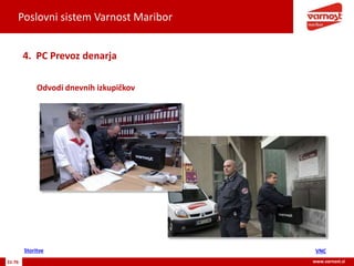 Poslovni sistem Varnost Maribor
31-76 www.varnost.si
Odvodi dnevnih izkupičkov
4. PC Prevoz denarja
VNCStoritve
 
