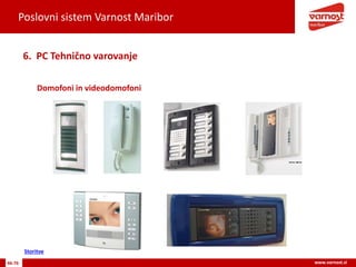 Poslovni sistem Varnost Maribor
46-76 www.varnost.siwww.varnost.si
Domofoni in videodomofoni
6. PC Tehnično varovanje
Storitve
 