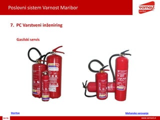 Poslovni sistem Varnost Maribor
59-76 www.varnost.si
Gasilski servis
7. PC Varstveni inženiring
Mehansko varovanjeStoritve
 