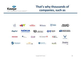 Copyright ©2015 Kaseya 25
That’s why thousands of
companies, such as
 